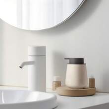 1个12盎司陶瓷泡沫洗手液瓶，手动按压式宽口设计，可重复灌装，适用于洁面乳、洗手液、沐浴露、洗发水、餐厅清洁剂、乳液等 - 适用于酒店、厨房、浴室、家居用品、厨房配件、厨房工具 - 灰色 - 查看 9