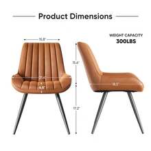 Nalupatio 2 Piece Modern Dining Chairs Set - Comfortable Padded Fabric Kitchen Side Chairs With Thick Cushions & Metal Legs, Suitable For Dining Room, Living Room, Kitche - màu nâu - Xem 2