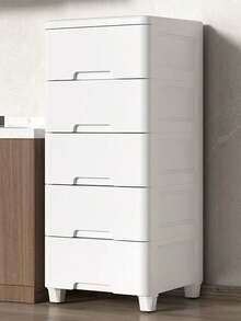 Bedroom/Living Room Minimalist Bedside Drawer Cabinet, Storage Rack With Wheels, Multifunctional File Cabinet, No Pull Handle Design - Multicolor - View 6