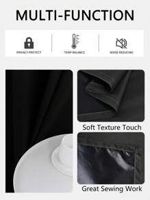 1件纯色100%遮光隔热窗帘，带涂层衬里，轻质涤纶面料，隔热耐用，杆袋式顶部设计，适用于客厅、卧室、阳台等场所。