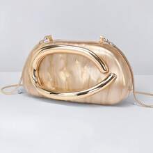 Milky Way Acrylic Clutch Purse For Women Marbling Evening Wedding Handbags Acrylic Shell Box Purses For Party Prom Cocktail - 金色 - 查看 1