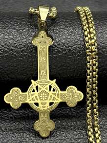 Inverted Cross Occult Pentagram Necklace Upside Down Cross Gothic Satan Necklaces  Satan