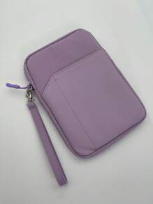 1pc Polyester Material Pink Lightweight Zipper Large Capacity Multi-Layer Electronic Notebook With Padded Travel Protective Case, Suitable For 8"/11"/12.9" Tablets