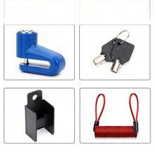 AiScrofa Candado de cable con cerradura para disco de motocicleta, candado de disco antirrobo de PVC para motocicleta y bicicleta, recordatorio de cable de advertencia en espiral de color rojo - Multicolor - Ver 10