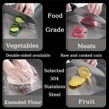 2025 Advanced Stainless Steel Cutting Board - Double Sided Design, Stainless Steel, Suitable For Kitchens And Restaurants