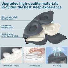 ZGGCD Sleep Mask For Side Sleeper Light Blocking Sleeping Eye Mask For Women And Men 3D Contoured Cup Night Blindfold Luxury Eye Cover Eyeshade With Adjustable Strap For Travel And Nap Black - 灰色 - 查看 5