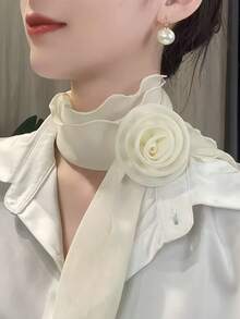 1pc Rose Flower Solid Color Chiffon Scarf, New Elegant Lightweight Sheer Scarf For Women, Versatile & Skin-Friendly - Multicolor - View 18