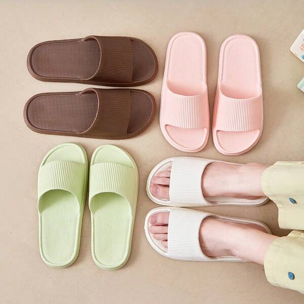1 par de nuevas sandalias de verano para parejas, sandalias antideslizantes, aptas para uso en interiores, exteriores, ducha y en toda la familia durante todas las estaciones, blanco y rosa son opciones de regalo para madres, pantuflas para el hogar para mujeres, sandalias para mujeres, pantuflas de dormitorio, calzado de ducha, sandalias blancas, sandalias negras, sandalias amarillas