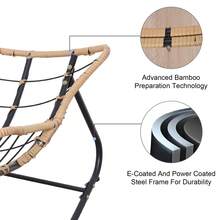 Outdoor Rattan Rocking Chair, Patio Comfy Reading Chair With Oversized Cushion, Indoor Recliner Wide Rocking Chair For Balcony, Front Porch, Garden, Living Room - Grey - View 10