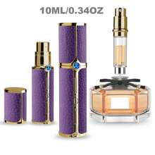 超纤维皮革包覆合金，优质旅行香水瓶，香水喷雾泵，从瓶底填充香水喷雾，可再填充迷你香水分配器/5ML 容量