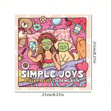 1 Book "Simple & Happy: Selfie Girl & Puppy Coloring Book", Suitable For Adults And Teens, Super Cute And Cozy Space Design To Help You Relax (Cozy Space Coloring Book), Great Gift For Friends, Couples And Family, Essential For Back To School, Relaxation. [Essential For Hand-Drawn] Warm Coloring Book Suitable For Beginners, Can Be Used For Sketching And Relaxation. - Multicolor - View 3