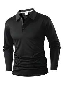 3pcs Men's Polo Shirts, Multi-Color Options, Golf Shirts, Moisture Wicking Breathable Button-Up T-Shirts Spring Sports - Multicolor - View 2