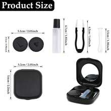 1 件装隐形眼镜盒便携式卫生隐形眼镜容器旅行套装带镜子隐形眼镜吸盘镊子黑色 - 黑色 - 查看 2