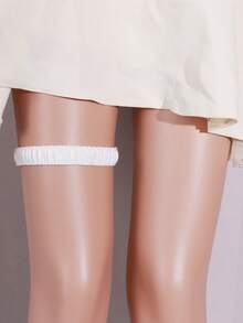 1 件女士简约基本款婚礼吊袜带，欧美新娘腿带 - 白色 - 查看 1