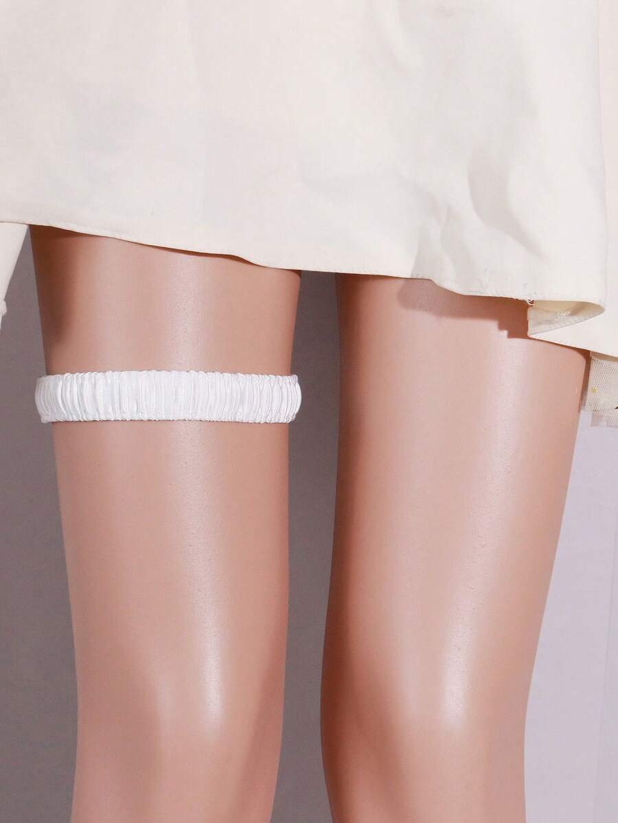 1 件女士简约基本款婚礼吊袜带，欧美新娘腿带 - 白色 - 查看 1