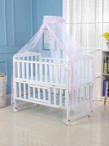 1 件床罩蚊帐，宫廷风格圆形圆顶可折叠蚊帐，适用于婴儿车、婴儿床、床和便携式迷你婴儿床的完美蚊帐（仅蚊帐）