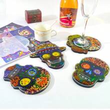 4pcs Skull Coaster Resin Molds, Epoxy Resin Concrete Cement Skull Silicone Molds, Ghost Resin Molds, Gothic Decor Candle Holders For Halloween Party Bar DIY Crafts Home Decor Halloween Decor Room Decor