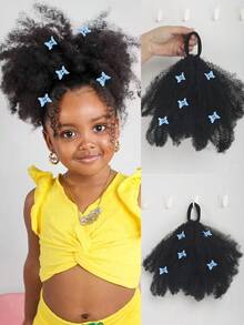 1 pieza Suave y lindo Coletero de 8 pulgadas para niños, banda elástica para el cabello con giro, tamaño mini, esponjoso y elástico, adecuado para niñas bebé - Negro - Ver 17