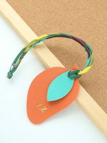 1 pieza Llavero personalizado con iniciales y forma de fruta con cuerda de satén colorida, monograma dorado personalizado de cereza como accesorio para bolsas, llavero personalizado y lindo en forma de manzana, melocotón, limón, mango, pera como accesorios para bolsos, regalo para mujer para boda o San Valentín - Multicolor - Ver 21