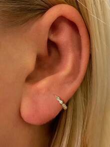 EleRunis 1 件 925 纯银立方氧化锆耳钉，18K 镀金耳环，适合女性日常佩戴、婚礼、派对、情人节等场合 - 金色 - 查看 2