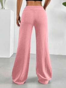 Versatile And Casual Solid-Color Wide-Leg Pants - Rosa - View 6