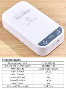 SWEET UV Nail Tool Sterilizer Box, With Blue Light, Multi-Functional USB Nail Tool Sterilizer & Aromatherapy Box, Suitable For Professional Nail Salons, Nail Tools, Makeup Tools, Tweezers, Jewelry, Phones, Watches, Keys, Etc. - White - View 5