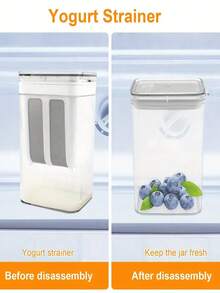 1pc Reusable Yogurt Strainer, Super Fine Mesh With Lid - Ideal For Straining Thick Yogurt, Cheese, Soy Milk, Perfect For Home Kitchen Or Restaurant, Easy To Clean, Essential Kitchen Accessory, Gift For Home Chefs, Space-Saving, Great Christmas Kitchen Gift - White - View 7