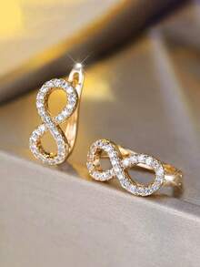 1 Pair Luxury Cubic Zirconia Earrings, Wedding Engagement Anniversary Party Jewelry Gift For Women - 1# - View 3