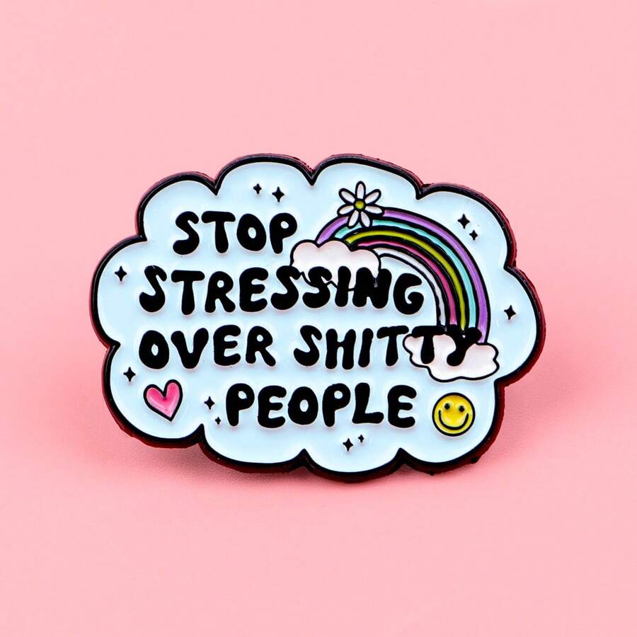 可爱“别再为 TY PEOPLE 而烦恼”珐琅别针胸针松针翻领别针徽章背包服装配饰珠宝礼品