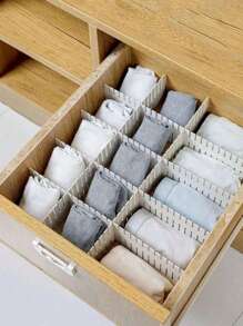 1 件可调节抽屉隔板、抽屉整理器、抽屉储物整理器、抽屉整理系统、衣柜、内衣、袜子抽屉隔板、塑料书桌和抽屉整理器隔板、可调节隔板储物系统，适用于办公室、宿舍、家庭 - 无需电源（随机颜色和款式）适用于女性储物整理器旅行必需品返校宿舍储物秋季装饰 - 白色 - 查看 9