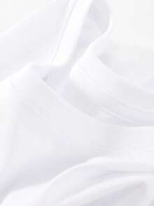 220 Grams Round Neck Short Sleeve Men's T-Shirt, Creative Printing Pattern, Simple Design, Knitting Process, Soft And Comfortable, Suitable For Campus Wear, Party Gathering, Daily Wear, A Good Choice For Family And Friends - trắng - Xem 3