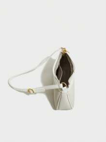 经典法式长棍面包包，多功能防水面料，金属扣装饰，可调节长肩带，拉链封口，通体印花，撞色缝线设计，女士钱包，休闲单肩包，商务通勤包，适合购物、通勤和户外聚会。 - 米色 - 查看 5