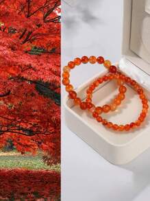 6/8mm Natural Red Agate Bracelet, Made Of Natural Red Agate Material, Brings Good Fortune And Prosperity, Enhances Elegance, Suitable For Daily Wear, Gatherings, Parties, And Banquets
