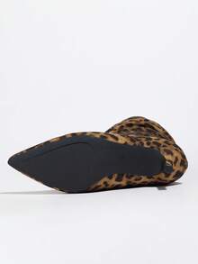 Fall/Winter 2025 Women's Fashionable Hot Selling Pointed Toe Pleated High Heel Suede & Leather Knee-High Slip On Boots, Black,Sexy,Kitten Heels,Party Outfits - Black Spot Color - View 6