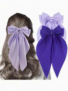 4pcs/1pc Elegant Bowknot Ribbon Hair Clips, Spring Loaded Barrettes, Versatile One-Piece Hair Claws For Ponytail, Mother's Day, Back To School, Thanksgiving, Christmas, New Year, Valentine's Day, Carnival Gifts, Hair Slide, Bobby Pins - Multicolor - View 4