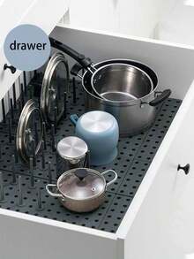 2pcs/1pc Kitchen Drawer Non-Slip Separating Bowl Dish Plate Storage Draining Rack, Multi-Functional Portable Slot-Style Organizer Shelf, Home Use Separable Free Combination Rack - 2PC - View 10