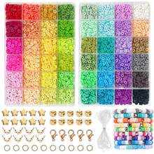 1pc Clay Bead Polymer Bracelet Making Kit, Contrast Color Solid Rainbow Soft Clay, Suitable For Teenage Girls DIY Friendship Beaded Jewelry Crafts, Gift Summer, School