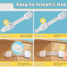 8/6/4 szt. blokad dla dzieci, szybkie i łatwe w montażu blokady do szafek z klejem 3M, bez śrub i magnesów, wielofunkcyjne, odpowiednie do mebli, kuchni, piekarnika, deski sedesowej – biały plastik