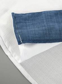 2 piezas Camisa de manga larga con cuello de solapa, bolsillos dobles y ribete de contraste, y pantalones de unicolor con cordón, traje casual regular para hombre en otoño/invierno