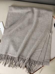 1 chiếc khăn choàng cashmere màu vàng tươi sáng, chất liệu mềm mại, có tua rua, dành cho nữ, kích thước 30*180cm, phù hợp với váy áo vào mùa xuân, hè, thu và đông. - hoa màu xám - Xem 5