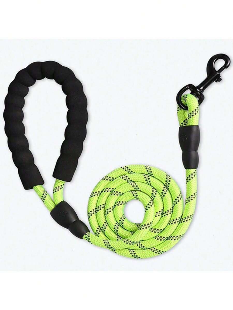 1.5m Nylon Dog Training Leash With Reflective Stripes, Strong Rope With Padded Comfortable Handle, Suitable For Medium To Large Dogs