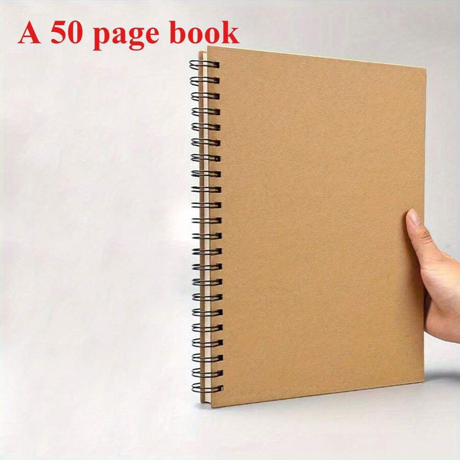 50 Sheets A4 Spiral Bound Art Sketchbook - Thick Watercolor Paper For Drawing, Sketching & Painting, Durable Spiral Binding, Ideal For Students & Artists, Painting Art Supplies,For School Supplies,Back To School - Multicolor - View 1