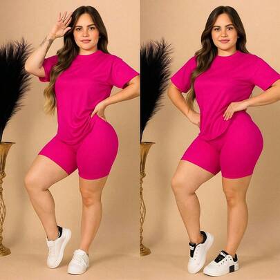 CONJUNTO 2 PIEZAS: BIKER + PLAYERA OVERSIZE