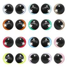 30Pcs Mixed Cartoon Bear Eyes Glass Cabochons Flat Back - Cute Animal Eyes With Stars Pattern, DIY Craft Supplies For Jewelry, Resin, Nails (6mm 8mm 10mm 12mm)