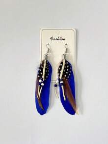 1 Paar Boho-Stil Feder Ohrringe mit Anhängern für Frauen