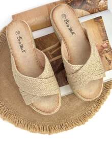 Women's Platform Sneakers With Jute Soles, Perfect For Walking Elegantly On Sunny Days, And With A Design That Combines The Natural And The Modern. - 卡其色 - 查看 5