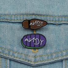 2pcs ANDY Hard Enamel Needle Creative Abstract Brooch Lapel Badge Jewelry Accessories - Multicolor - View 7