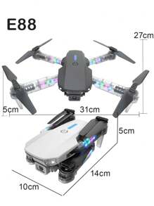 E88D, Remote Control Lighting, Drone, High-Definition Dual Camera, Aerial Photography, Quadcopter, Folding, Model Airplane - Multicolor - View 8