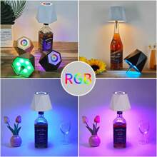 1pc Modern Wireless LED Bottle Lamp - 16 RGB Colors, Touch Control And Dimmable, Rechargeable Battery, Portable Decorative Night Light For Living Room And Bedroom