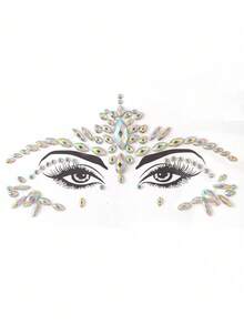 1pc Face, Neck & Eye Jewel Stickers, 3D Crystal Rhinestone Temporary Tattoo Jewelry For Face, Neck & Body, Suitable For Holiday, Party, Stage Performance Makeup - Multicolor - View 5